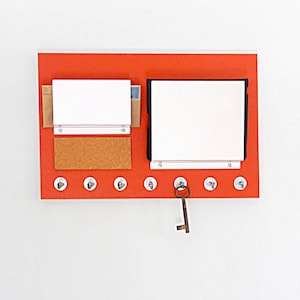 Home & Office Organizer, File and Mail Holder, Bulletin Cork Board, Key Holder, Multi-Purpose Wall Mount Organization Center with Hooks