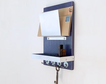 Mail Organizer with Shelf and Key Hooks for Entry, Home, Office or Dorm. Wall Mount for Small Spaces, Multipurpose Creative  Solutions