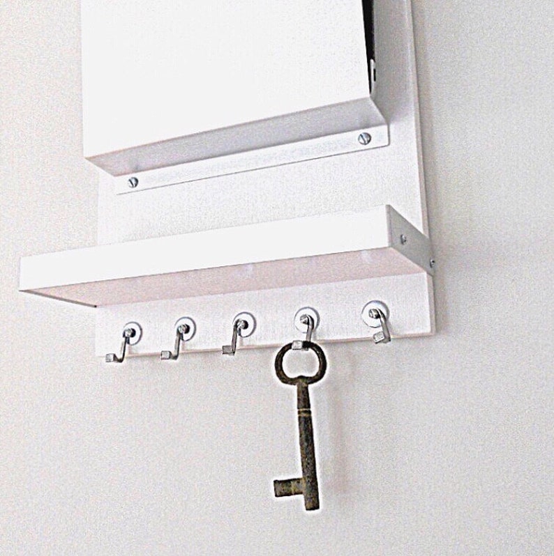 MINIMALIST WALL ORGANIZER with Shelf and Key Hooks Modern Etsy