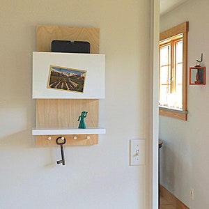 Minimalist Wall Decor, Magnetic Dry Erase Board, Modern, Entry, Office Organizer, Magazine, Mail, Holder with Shelf, Key Hooks, Multipurpose image 4