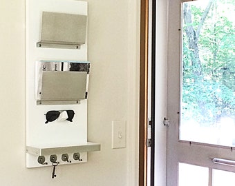 Entry Mail Organizer, Wall Mount Sunglasses and Key Holder, Modern Multipurpose Decor, Home & Office Furniture, Iphone Shelf Storage,