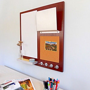 Command Center with Cork Board, Magnetic White Board, Key Hooks, Shelf & Mail or iPad Holder, Home and Office Organizer, Interior Decor image 5