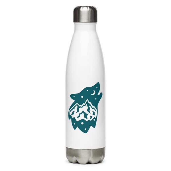 Stainless steel water bottle - Wolf print