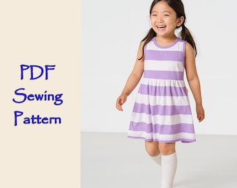 Tank Dress PDF Sewing Pattern | Beginner Girl Dress (2–12 Years)