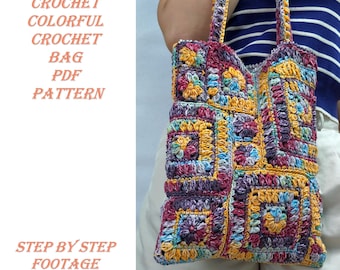 Boho Granny Square Crochet Tote Bag Pattern (PDF Download)