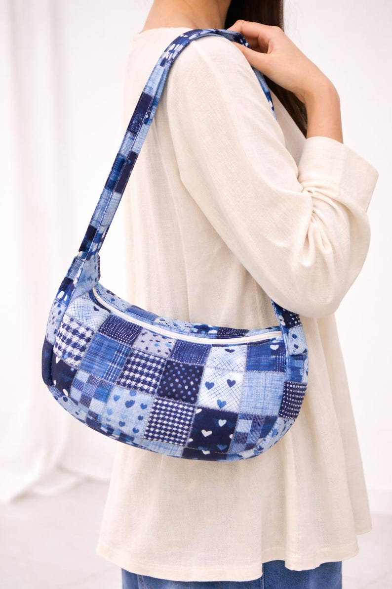 Patchwork Moon Patchwork Moon Bag Sewing Pattern – Beginner Quilted Shoulder Bag ...