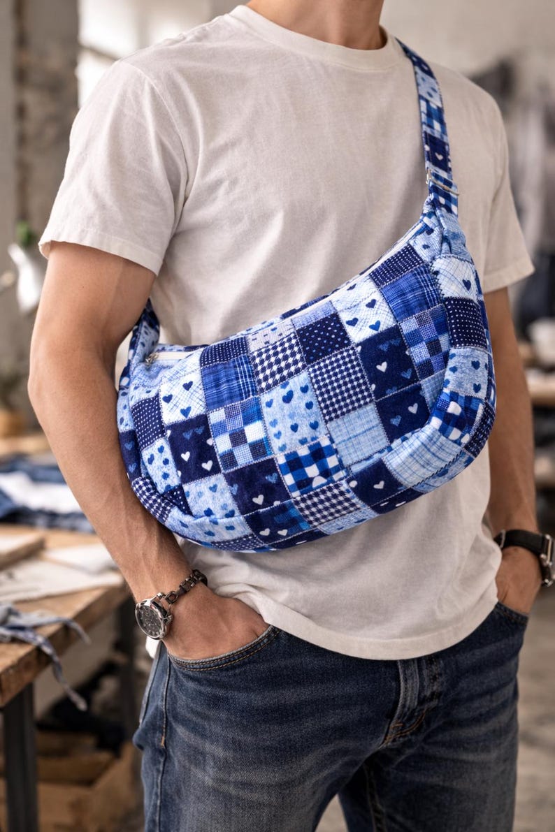 Patchwork Moon Patchwork Moon Bag Sewing Pattern – Beginner Quilted Shoulder Bag ...