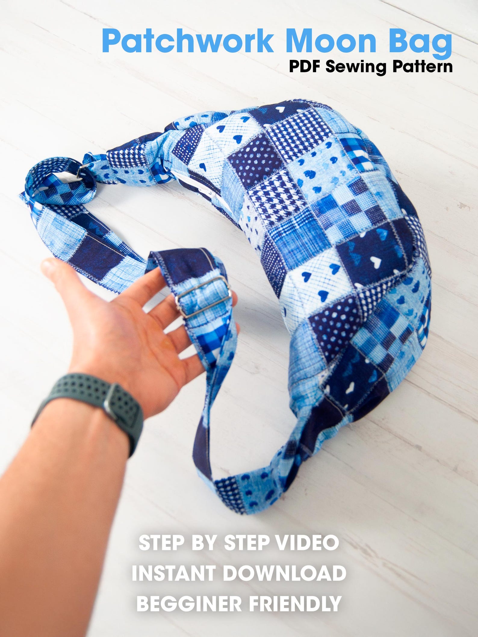 Patchwork Moon Patchwork Moon Bag Sewing Pattern – Beginner Quilted Shoulder Bag ...