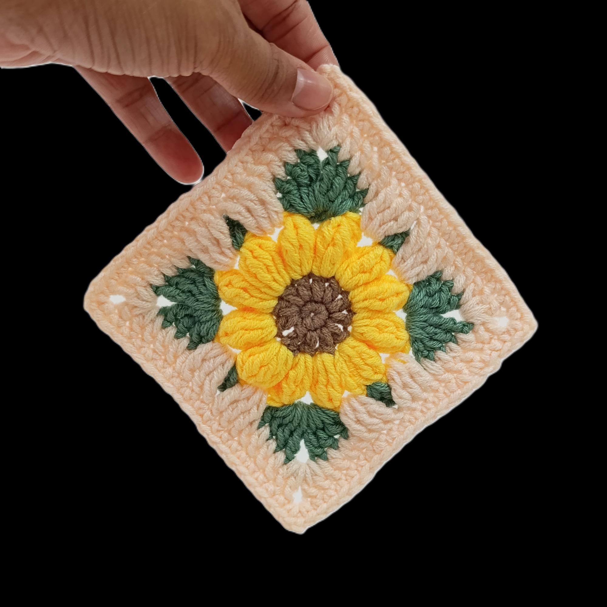Crochet Sunflower Granny Square: Easy Boho Tutorial (PDF Pattern ...