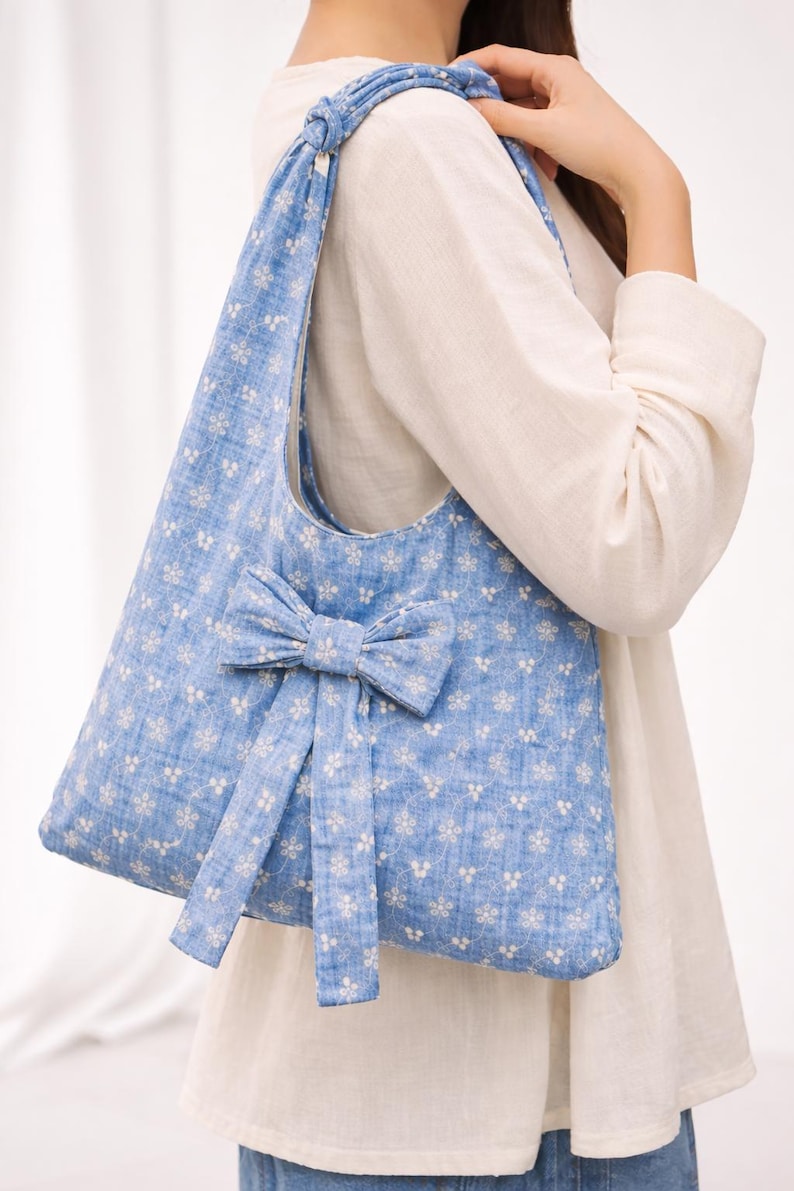 Bow Tote Bag Sewing Pattern — Sew a Romantic Tote With Adjustable Tie ...