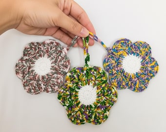 Flower Bag Crochet Pattern: 3-in-1 Pouch, Coaster & Purse (PDF Pattern)