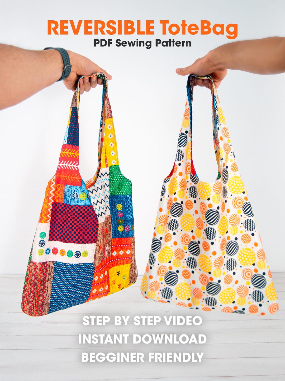 Reversible Tote Bag Sewing Pattern — Sew a Versatile Two-in-one Tote ...