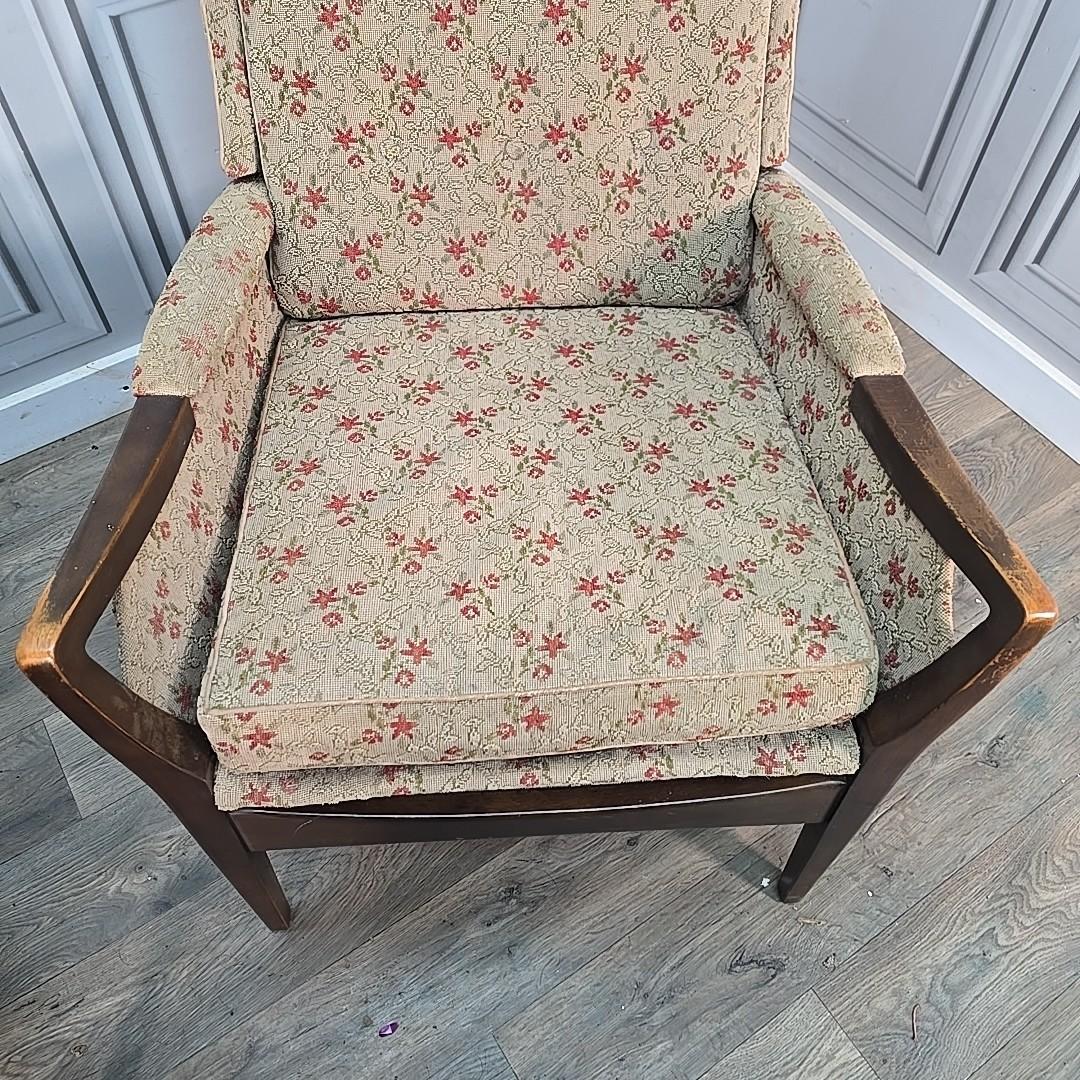 Vintage Cintique Lounge Armchairs Pair Wingback Cushion Seats