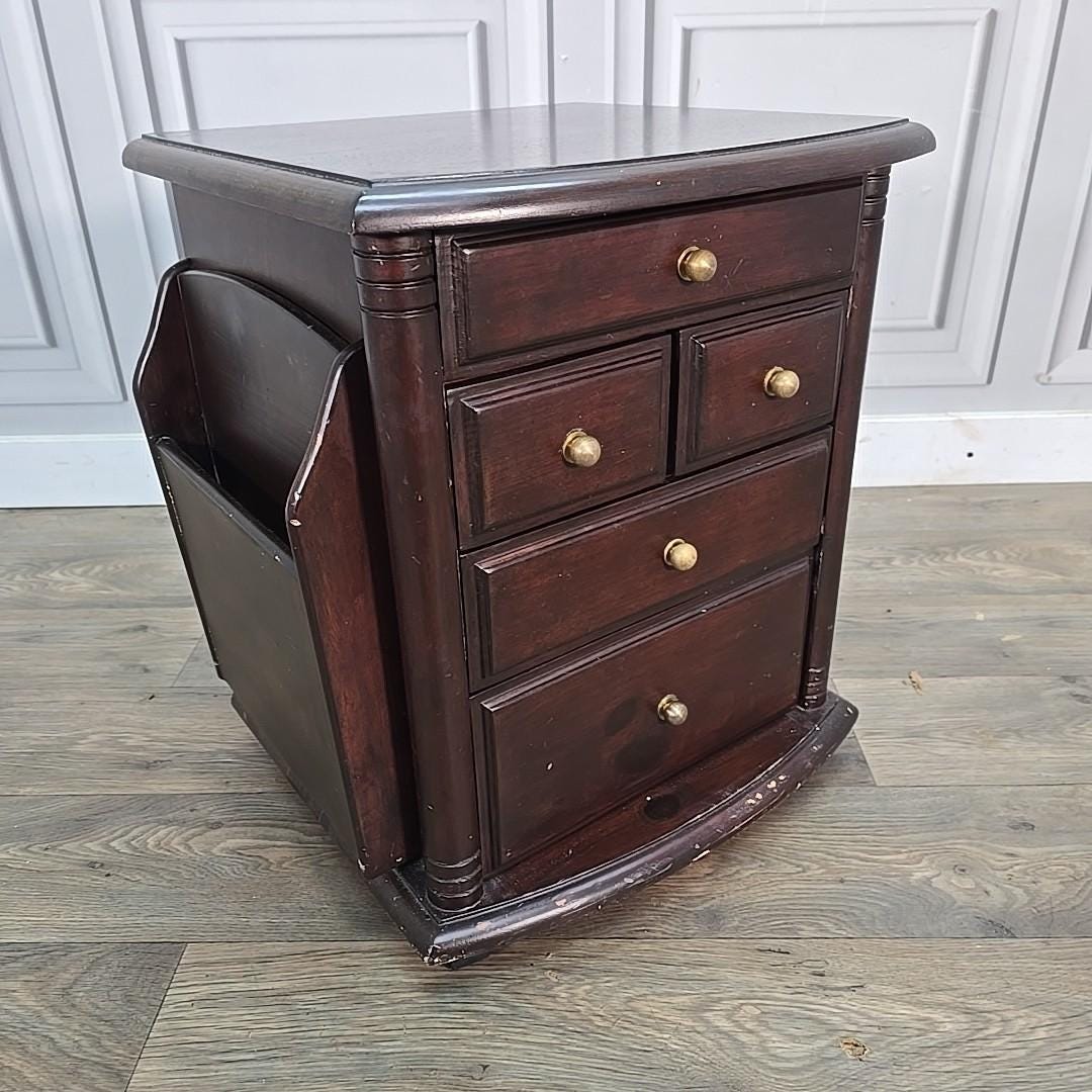 Antique Style Companion Table Magazine Rack Side Cabinet Mahogany