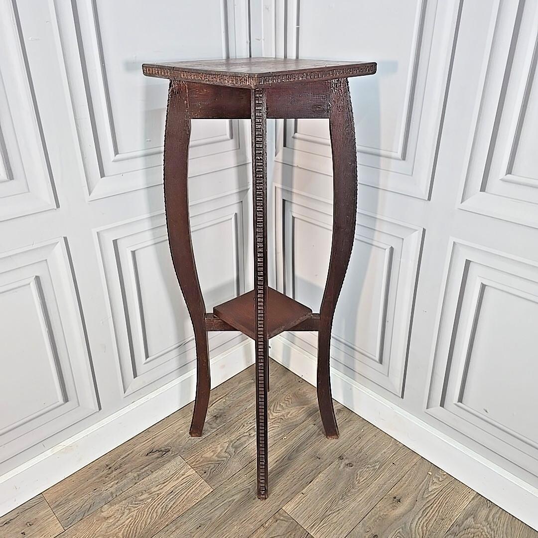 Antique Arts & Crafts Solid Oak Plant Stand Tall Two Tier Display ...