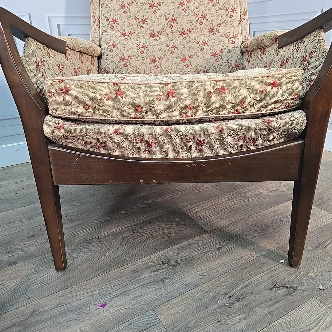 Vintage Cintique Lounge Armchairs Pair Wingback Cushion Seats