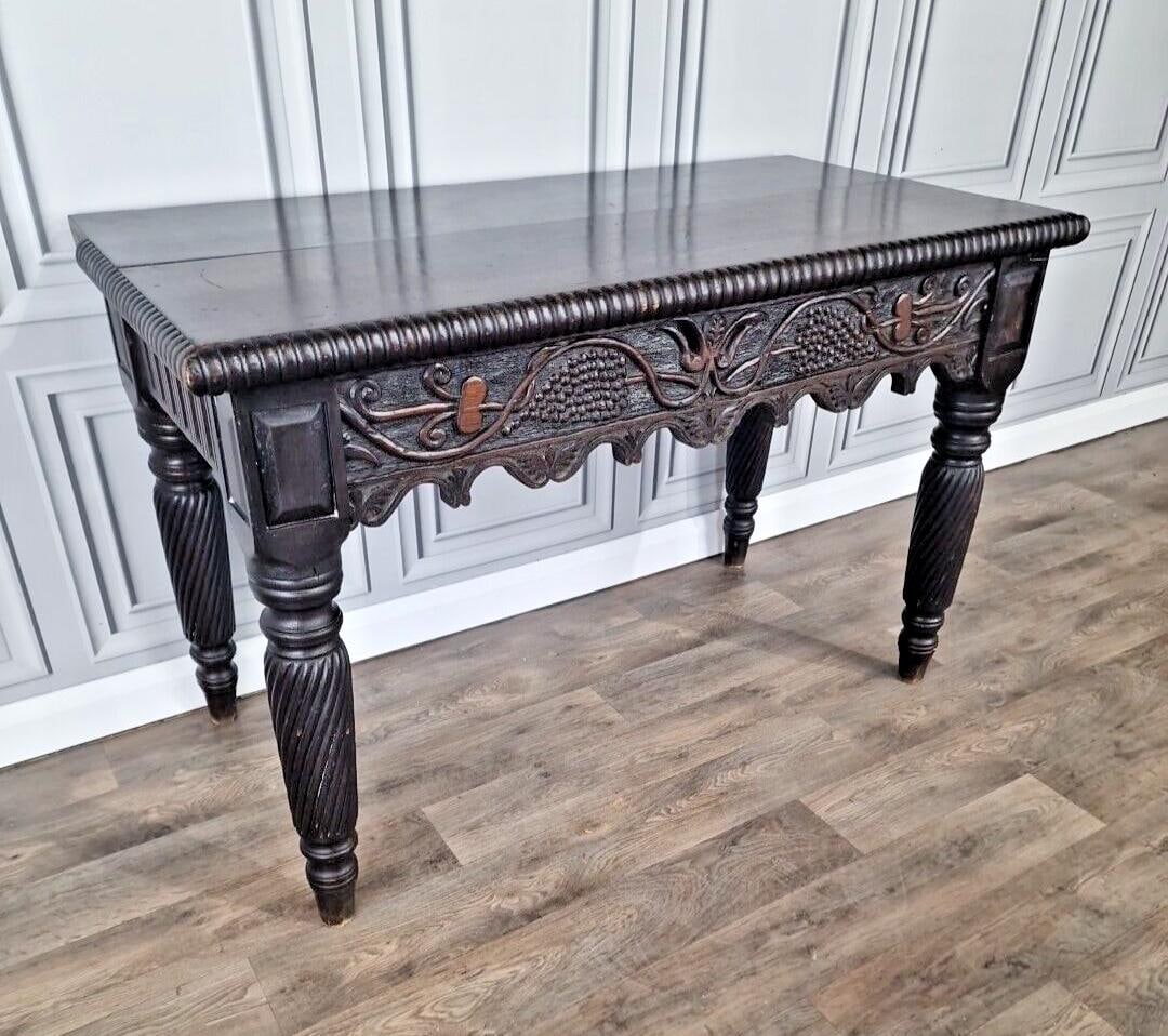 Antique Victorian Hand Carved Hall Entry Console Table Writing Desk ...