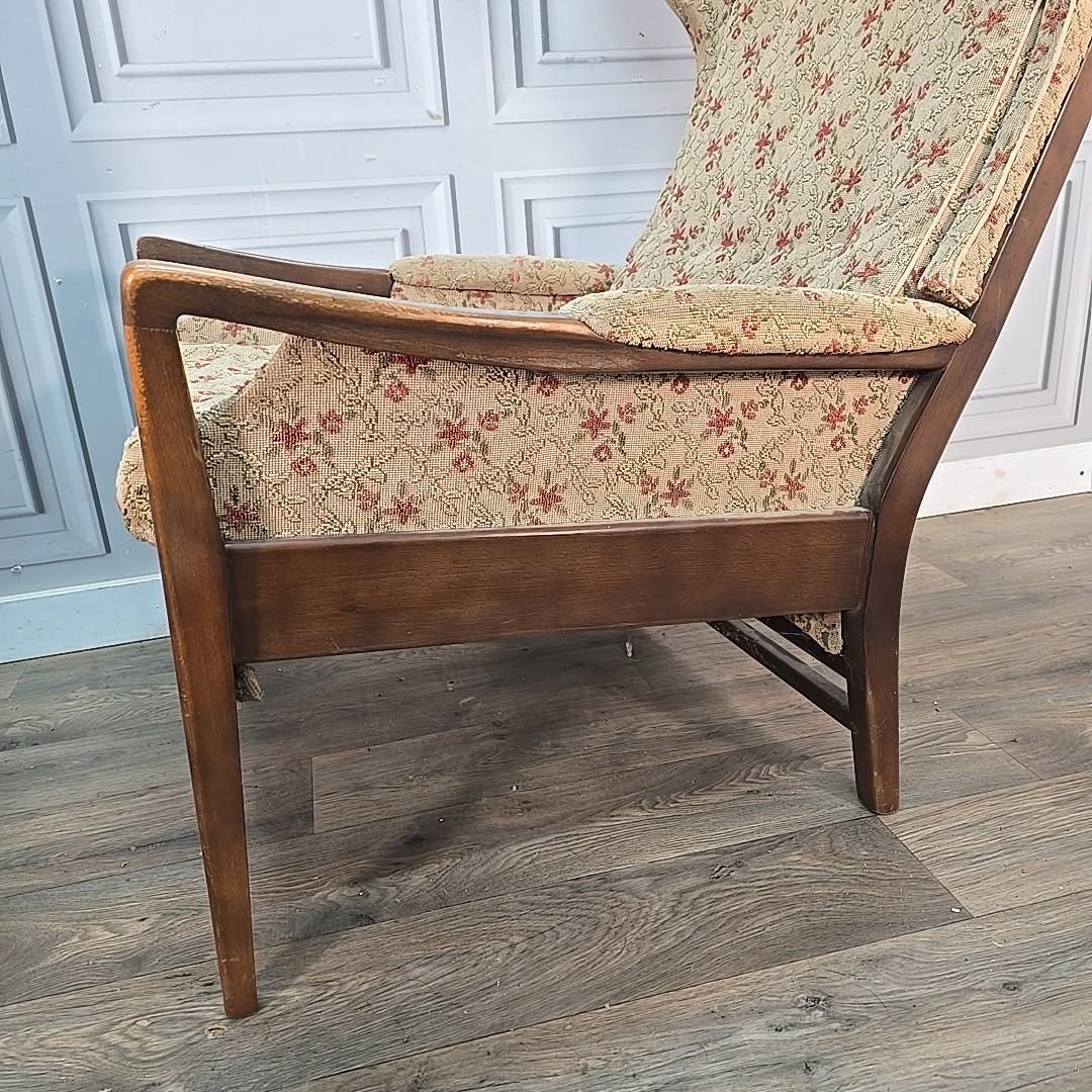 Vintage Cintique Lounge Armchairs Pair Wingback Cushion Seats