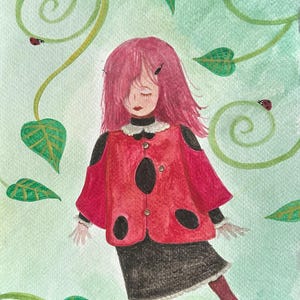 Azalea the Lady (fine art matte art print of ladybug girl)