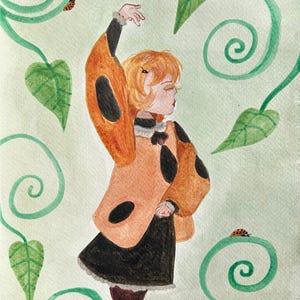Dahlia the Lady (fine art matte art print of ladybug girl)