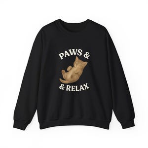 Cozy Cat Lover Crewneck Sweatshirt: Paws & Relax Unisex Apparel