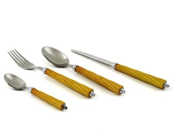 Ensemble de Couverts de 24 Pièces Epoque Étain Bronze - Mepra