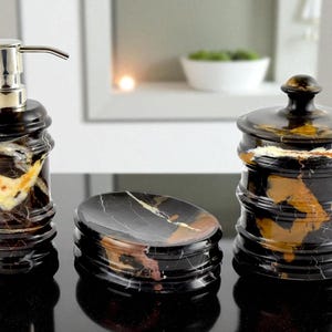 3 Piece Bathroom Accessory Set crafted in Michelangelo Marble