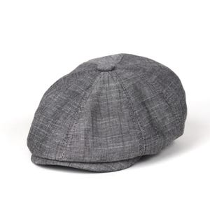 Gray Cotton Newsboy Cap: 8-Panel Gatsby Style - Adjustable Fit
