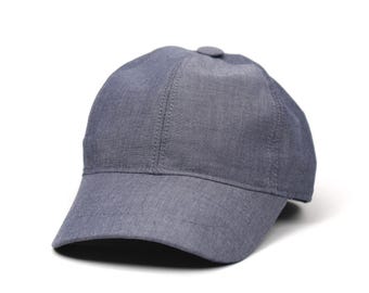 Gorra de béisbol de lino azul: Gorra de verano transpirable para papá.