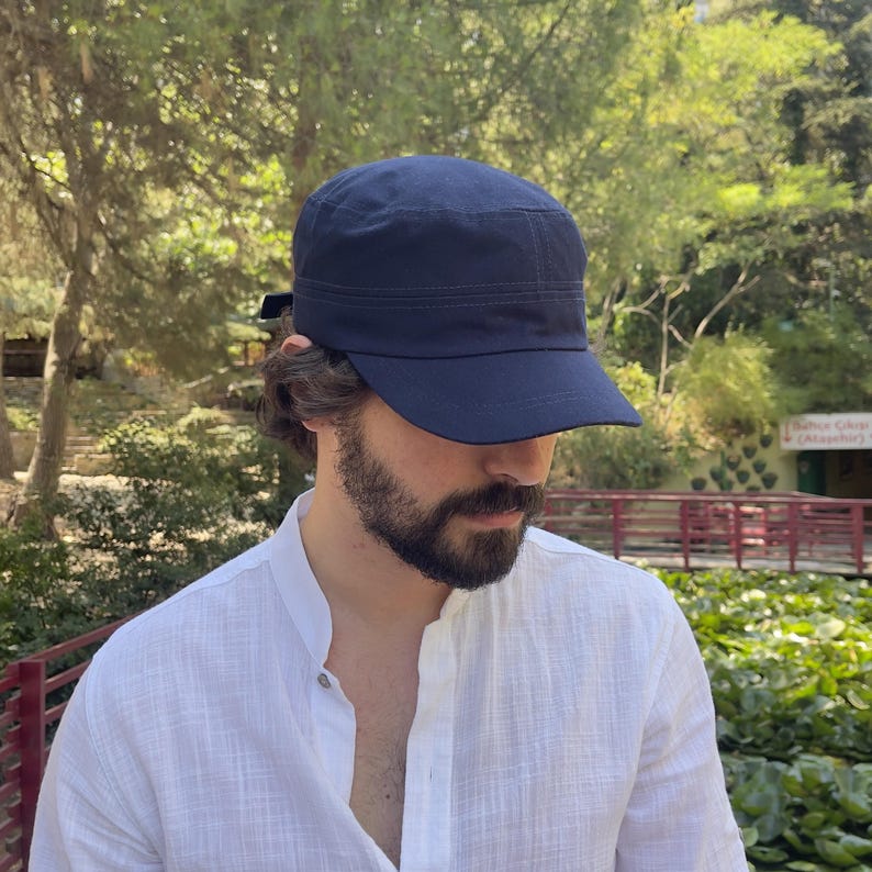 Green Cotton Castro Cap: Adjustable Military Cadet Hat - Etsy