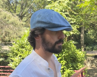 Blue Denim Newsboy Cap: 8-Panel Gatsby Style, Adjustable Fit