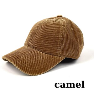 May include: A camel-colored corduroy baseball cap with a curved brim. The cap has a six-panel design and a small button on top. The word "camel" is printed in black at the bottom of the image.