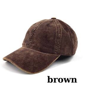Vintage Washed Corduroy Cap , Unisex Dad Hat,Adjustable Strapback Baseball Hat ,Retro Velvet Minimal Everyday Cap Brown