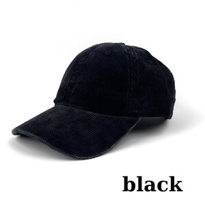 Vintage Washed Corduroy Cap , Unisex Dad Hat,Adjustable Strapback Baseball Hat ,Retro Velvet Minimal Everyday Cap Black
