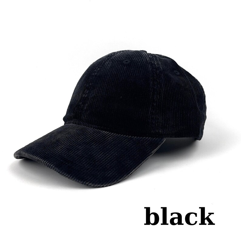 Vintage Washed Corduroy Cap , Unisex Dad Hat,Adjustable Strapback Baseball Hat ,Retro Velvet Minimal Everyday Cap Black