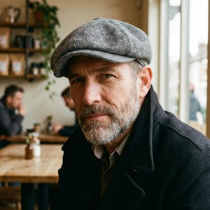 Grijze wollen krantenjongenspet: platte pet in vintage stijl, pet Peaky Blinders