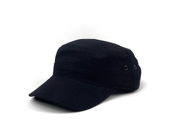 Cotton Castro Cap, Unisex Military Cadet Hat, Adjustable Streetwear