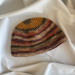 Handmade Cotton Crochet Docker Cap: Fisherman Beanie Skullcap.