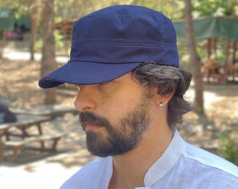 Cotton Castro Cap, Military Cadet Hat, Adjustable Streetwear