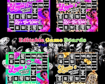 Paquete de tableros de juego editables para fiestas (editables en Canva)
