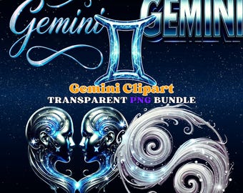 Gemini Zodiac PNG Clipart Bundle: Twins Symbol (Digital Download)