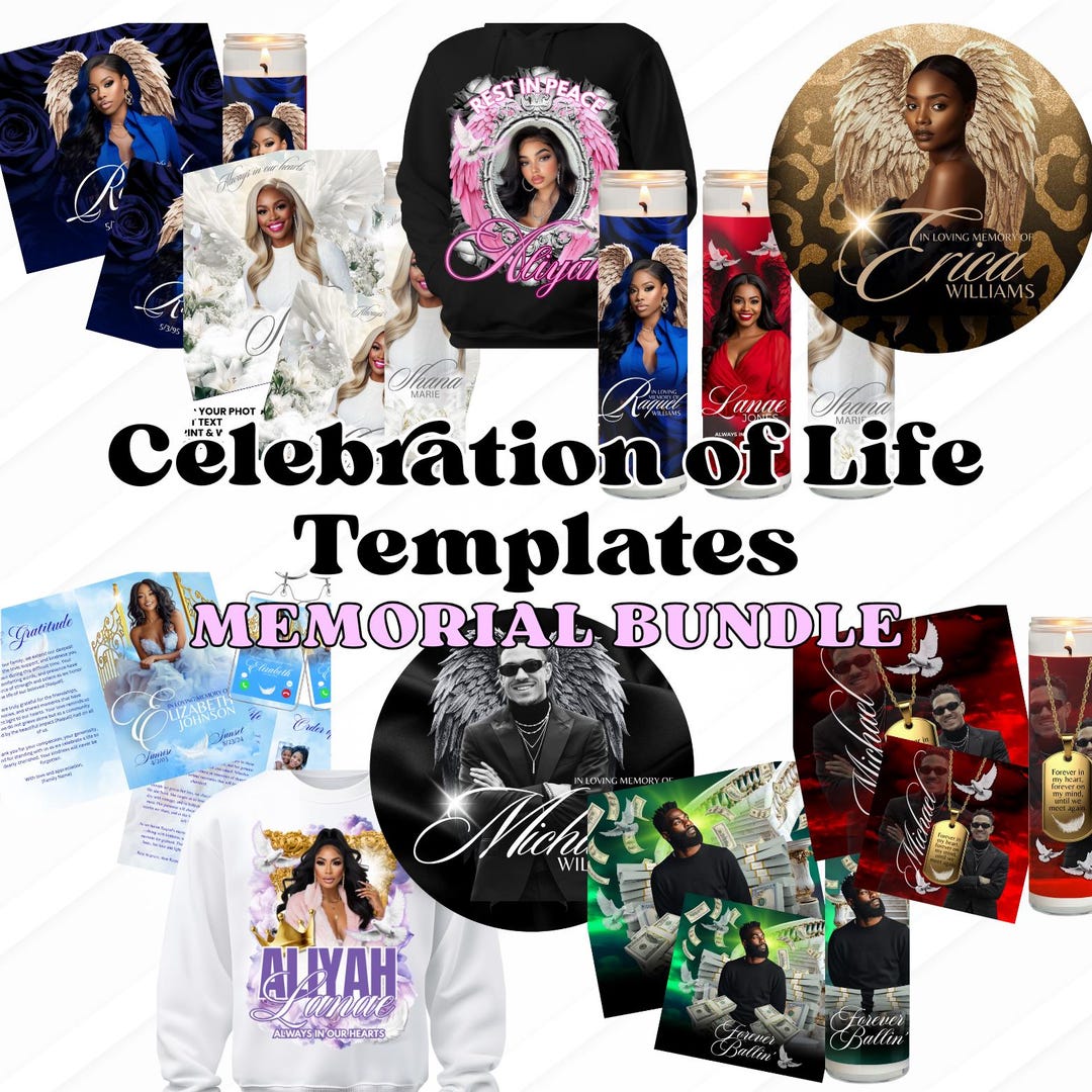 Celebration of Life Template Bundle — Editable in Canva (7 Bundles