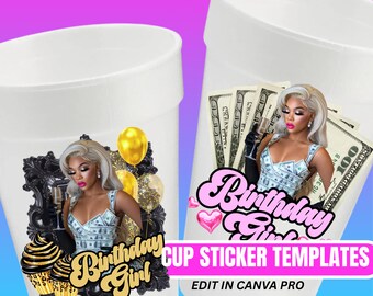 20-Piece Glam Sticker Template Bundle – Editable in Canva