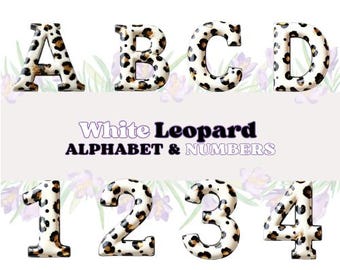 Weißes Leopardenmuster - Alphabet PNG - Animal Print - Buchstaben (Digitaler Download)