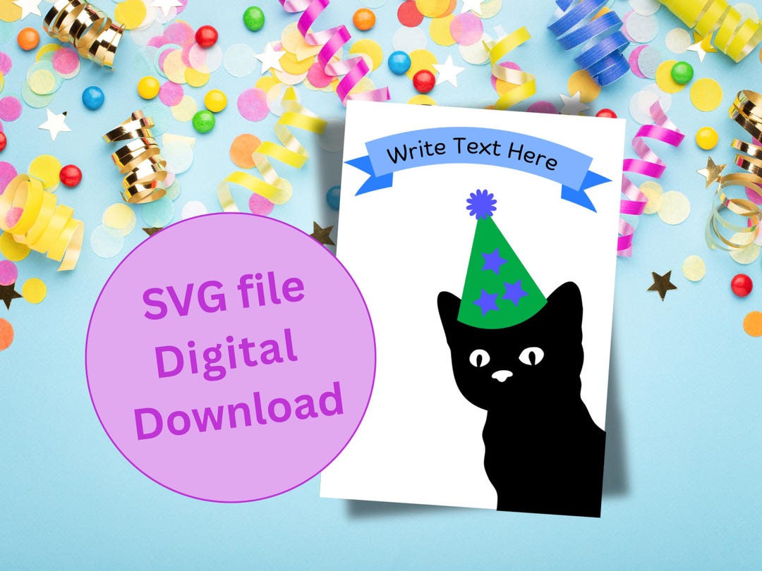 DIY Cat Birthday Card SVG Template: Cricut Greeting Card (digital ...
