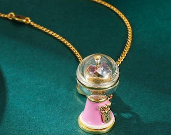 Juicy Couture pink bubble gum machine charm necklace