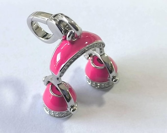 Juicy Couture pink pavé headphones charm.