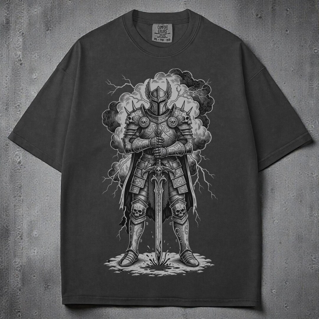 Medieval Knight T Shirt | Dark Fantasy Warrior Graphic | Gothic Armor ...