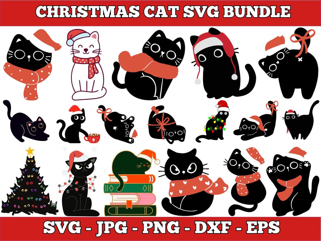 Christmas Cat SVG Bundle, Holiday Clipart (digital Download - Etsy