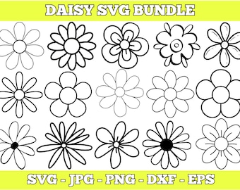Pacote Daisy SVG: Arquivos de corte de flores para Cricut (download digital)